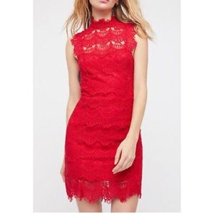 NWT FREE PEOPLE | Red Lace Backless Dress